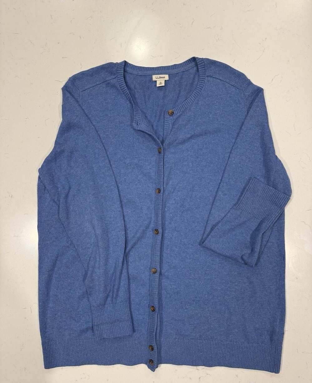 L.L. Bean Cardigan Size XL Blue Button Front Sweater